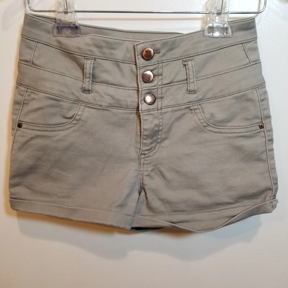 REFUGE Beige Women's Tan High Waist Button Fly Zip Shorts Size 0